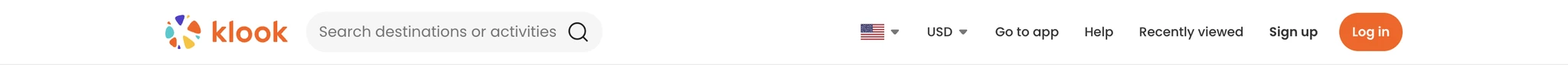 Klook’s current navigation bar