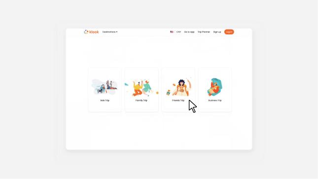 Animated preview of the redesigned Klook international travel itinerary experience