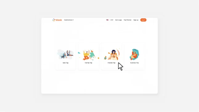 Animated preview of the redesigned Klook international travel itinerary experience
