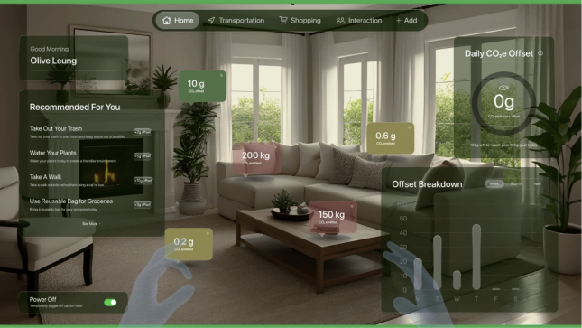 Animated preview of the LeafLens wearable sustainability experience